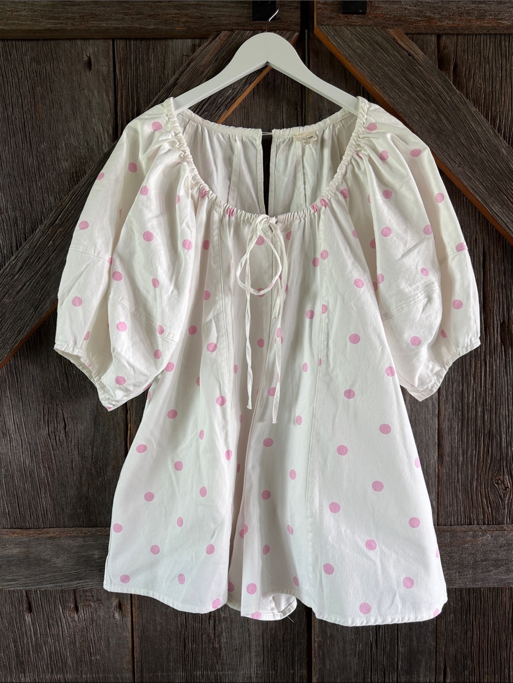 Denim White and Pink Polka Dot Romper-read description!